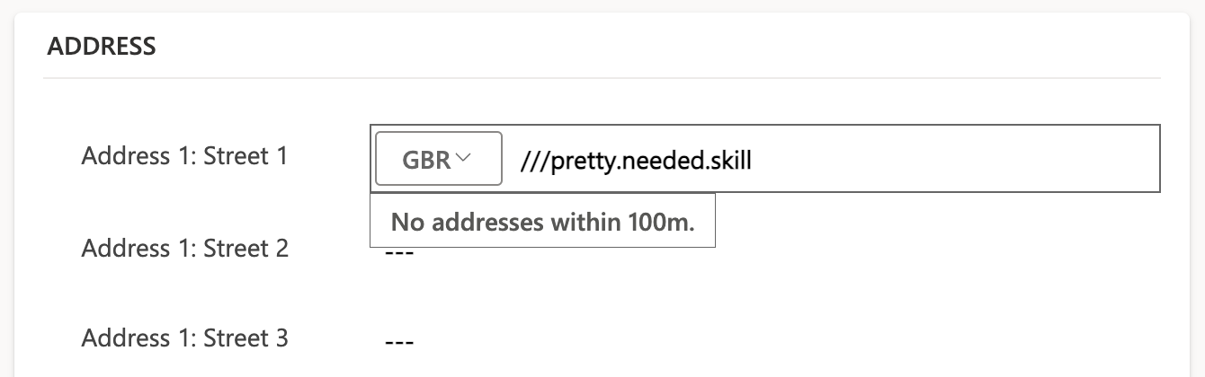 No addresses within 100m