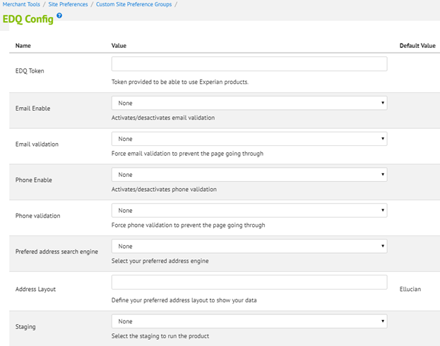 EDQ Business Manager Config