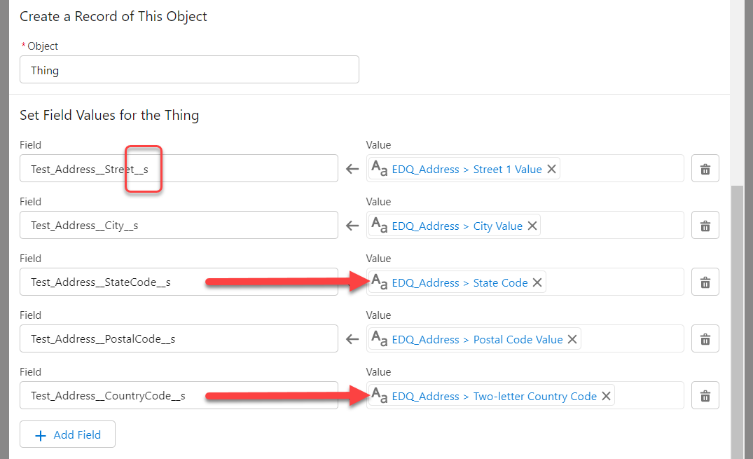 Set Field Values for a Salesforce Custom Address Field