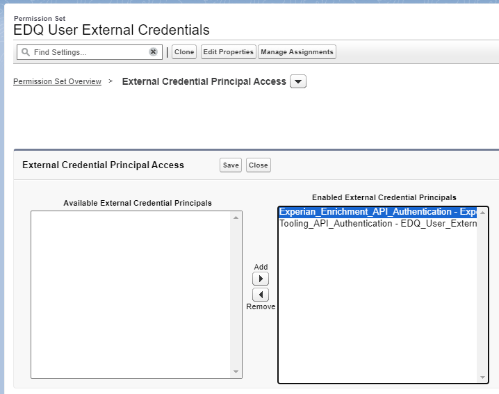 External Credential Principal Access