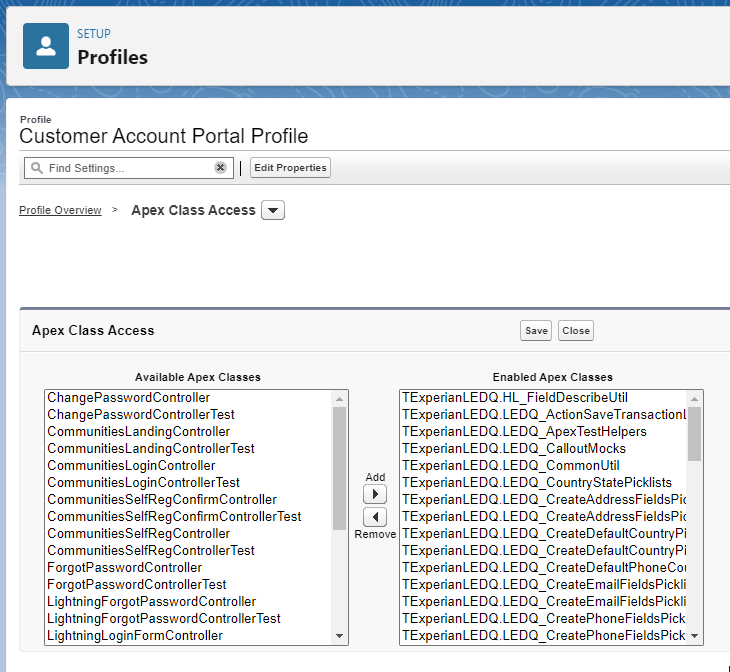 Enabling Apex Class Access