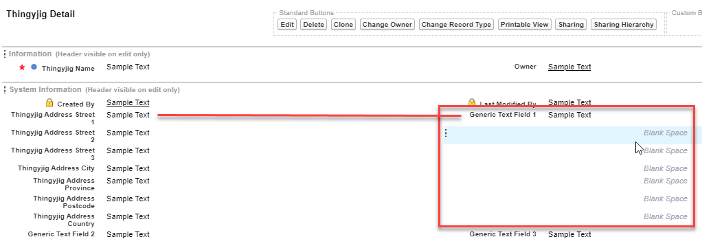 Suggested page layout to avoid blank spaces around custom address